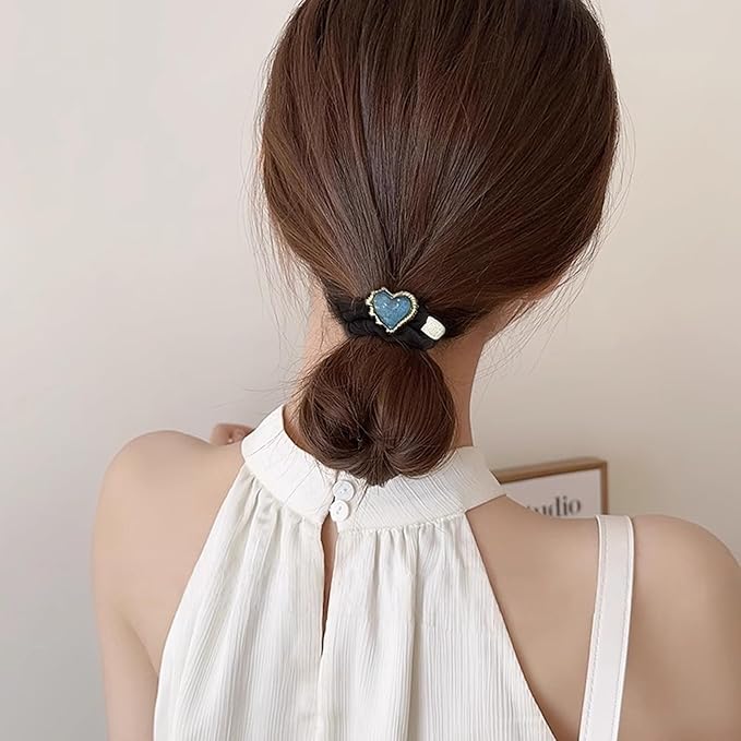 Silk Scrunchies Hair Ties 3Packs – Super Soft Thin Hair Scrunchies, Gentle on Hair, Heart Decorated Hair Accessories for Women