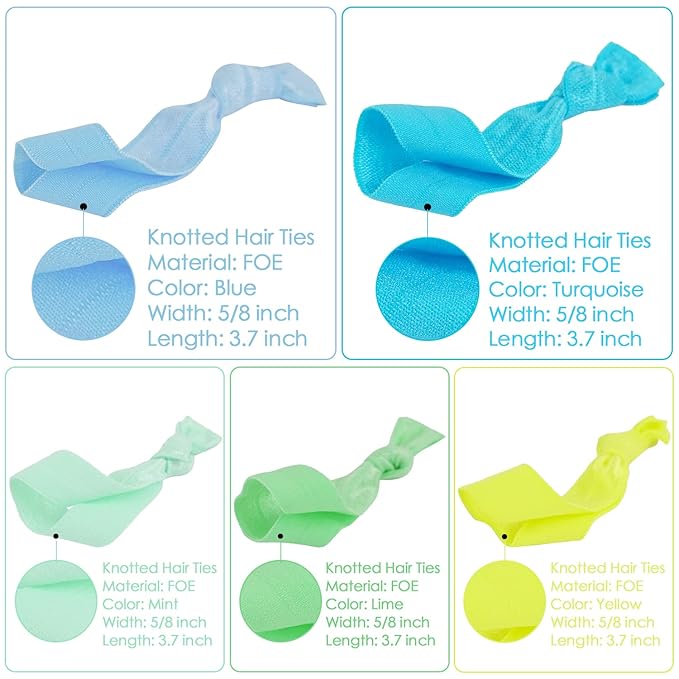 MEEDEE 100 Pack Pastel Rainbow Elastic Hair Accessories: No Crease Soft Ribbon Hair Ties, Knotted Ponytail Holders, Damage-Free Yoga and Workout Hairbands, Colorful Elastic Bracelets