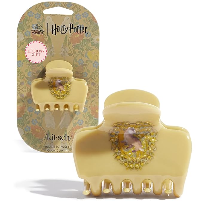 Harry Potter x Kitsch Big Hair Clip for Women - Strong Grip for Secure Updo | Stylish Jumbo Claw Clip | Durable Hair Accessories for Everyday Use | Ideal Harry Potter Gifts for Women - Hufflepuff, 1pc