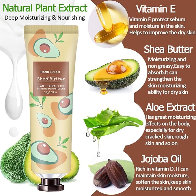 10 Pack Hand Cream for Dry Cracked Hands, Stocking Stuffers for Teen Girls,Christmas Gifts for Women,Teacher Appreciation Gifts, Natural Plant Fragrance Mini Hand Lotion Moisturizing Hand Care Cream