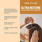 Ultra Restore Hair Growth Serum -Promote Fuller Hair Growth and Reduce Hair Loss, Nurtures Hair Follicle, Hydrates the Scalp, Detox Scalp -Stem Cells, Ashwagandha, Biotin, Keratin