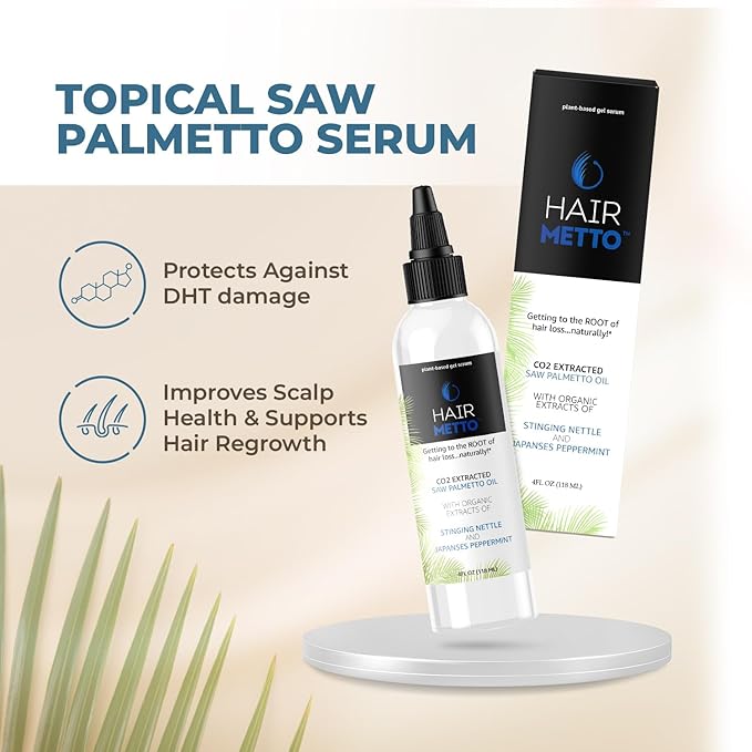 HAIRMETTO Saw Palmetto Extract Serum for Hair Loss, Hair Growth Serum with Stinging Nettle, Rosemary Oils and Peppermint Scent, Hair Serum for Men and Women - 4oz (118ml)