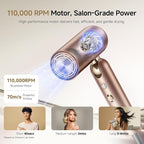 Dreame Pocket Pro Hair Dryer, Dual Voltage Travel Blow Dryer with Diffuser, 1300W Professional HighSpeed Ionic Hair Blower, Fast Drying, Low Noise, Lightweight, No Heat Damage, Global Travel 120V/240V