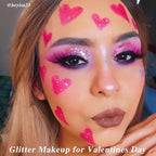 MEICOLY Pink Body Glitter Stick,Pink Face Glitter Sparkly Hair Glitter,Pink Accessories for Spirit Week,Singer Concerts Lover Heart Glitter Makeup,Mermaid Glitter Face Paint,Waterproof