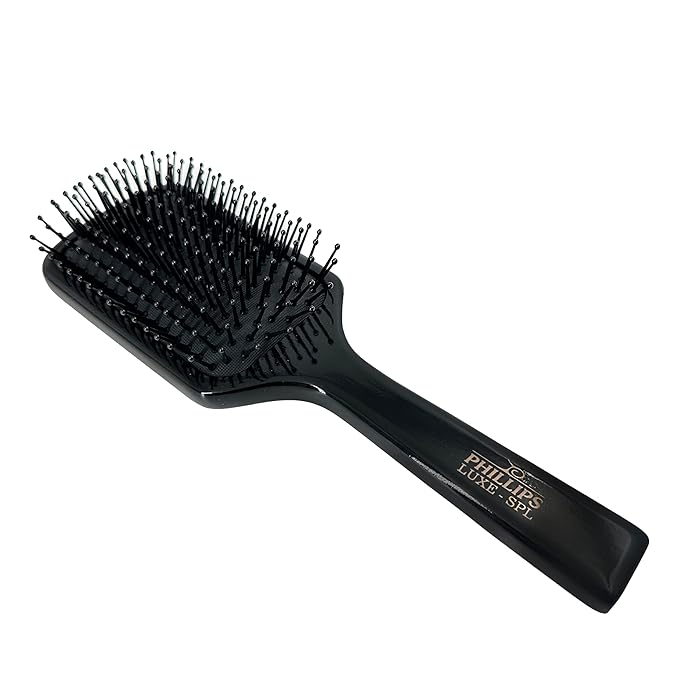 Phillips Brush Luxe Square Paddle Hair Brush, Sleek Black Color with Gold Accents – 9.25 inch Detangler Paddle Brush from the Luxe Series by Phillips Brush