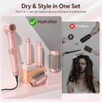 5 in 1 Hot Air Styler, 1300W 110000 RPM High-Speed Hair Dryer Brush with Auto-Wrap Curlers, Frizz-Free Volumizing Straightening Curling for All Hair Types, No Heat Damage, Travel Bag