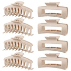 TOCESS Hair Claw Clips for Women - Large 8PK Neutral Matte Jumbo Square Hair Clips for Thick, Thin, Long, Short, Curly Hair Girls, Big Jaw Clip Set for Daily Use (Cream Beige)