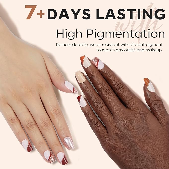 modelones Nail Polish Set 6 Colors, Fall Winter Brown Nude Silver Glitter Nail Polish Skin Tone Collection Quick Dry Mini Manicure DIY Nail Art Salon Home Gifts For Women Girl