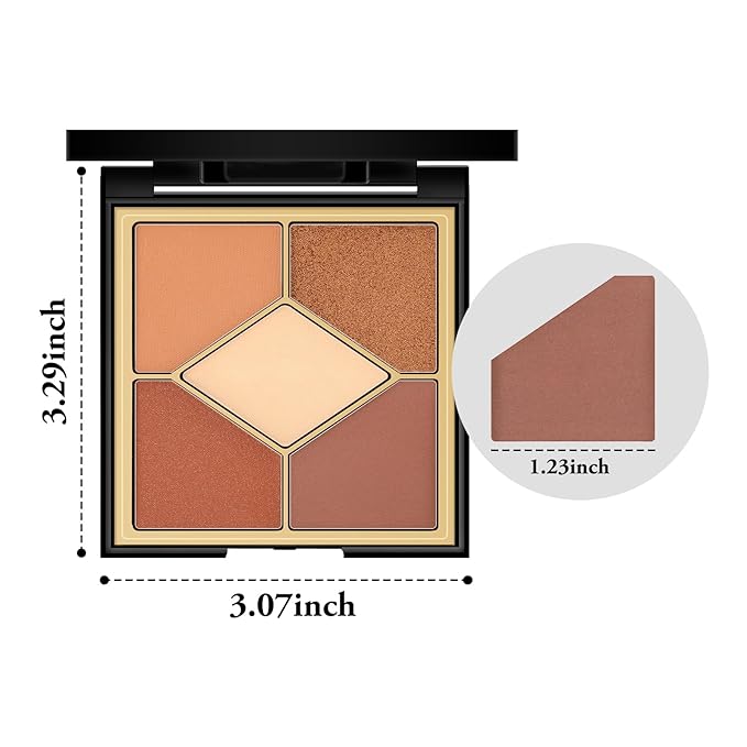 Boobeen 5-Color Eyeshadow Palette, Brown Neutral Tones with Matte Shimmer Glitter Finishes, Long-Lasting Everyday Makeup Palette，Blendable & Pigmented,Travel-Friendly