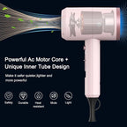 Slopehill Professional Ionic Hair Dryer, Powerful 1800W Fast Drying Low Noise Blow Dryer with 2 Concentrator Nozzle 1 Diffuser Attachments for Home Salon Travel (Pottery Pink and Rose Gold)