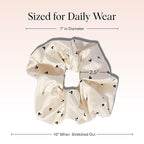 Kitsch & Mickey/Minnie Fabric Rhinestone Scrunchies for Girls and Women, Hair Scrunchies for All Hair Types, Perfect for Updo | Ideal Gifts for Women (Cream) - 1 Piece