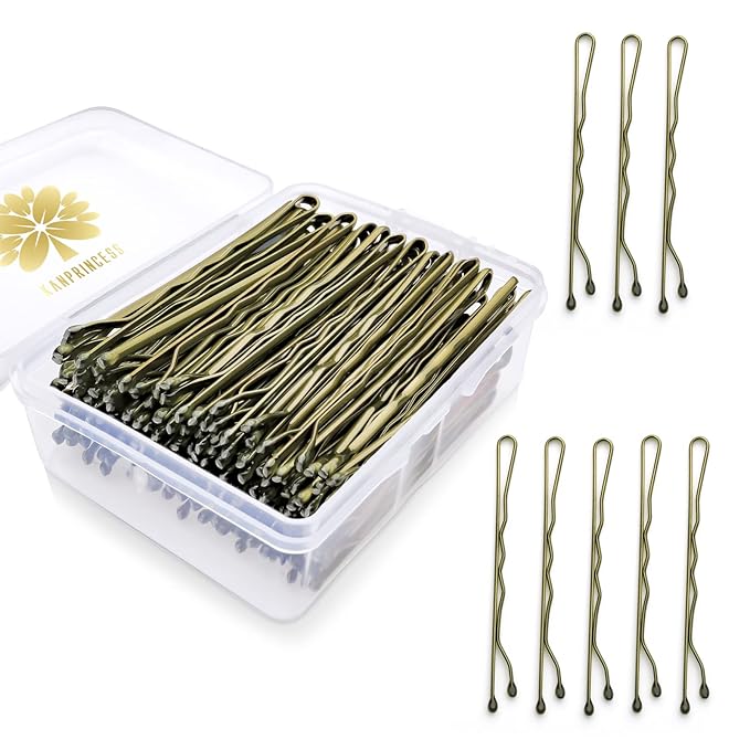 100PCS 2.4Inch Bobby Pins Bronze,Pain-Free Bobby Pins for All Hair Types,Hair Pins for Women Girls,Hairpins for Buns with Box(Bronze)