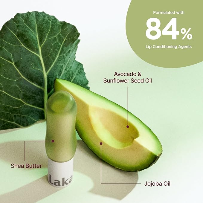 Laka Soul Vegan Lip Balm (4 Shades) Tinted, 3.9g/0.13oz, Deep Nourishing Plant-Based Lip Moisturizer, Vegan Lip Balm for Dry, Cracked and Chapped Lips (#Clear)