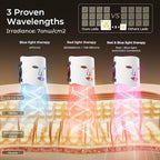 Red Light Therapy for Face-LED Face Mask Light Therapy with 3 Gears,2500mAh Battery,Remote Control,Infrared Red Light Therapy Mask for Home Working Travel Yoga Sleep