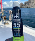 Watermans Dry Spray Sunscreen SPF 55 – Reef Safe, Broad Spectrum UVA/UVB Protection, Fragrance Free, Oxybenzone Free Sunscreen Spray