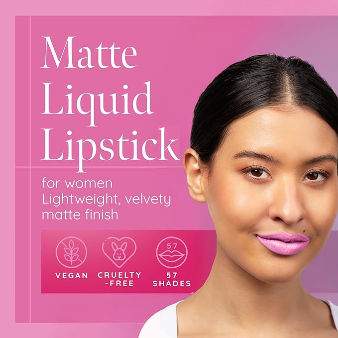 Aromi Baby Pink Matte Liquid Lipstick - Light Pink Lip Color for Women, Long-lasting, Velvety Finish, Waterproof, Vegan, Handmade (Baby Pink)