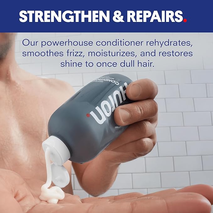 Huron Men’s Conditioner - Lightweight, Hydrating Conditioner - Eliminates Frizzy Hair, Moisturizes, & Restores Shine - Clean & Invigorating Scent - 100% Vegan Ingredients & Cruelty-Free - 11.8 Fl Oz (2 Pack)