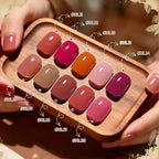 12Pcs Rose Nail Polish Set with Base and Top Coat Burgundy Dark Wine Cherry Red Hot Pink Fingernail Polish Kit Air Quick Dry Regular Finger Nail Polish Pack for Women Gift Holiday