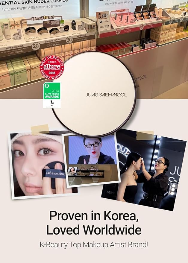 JUNG SAEM MOOL [ SPF ] Essential Skin Nuder Cushion (13 Fair) | Refill Not Included (0.49 Fl Oz) | SPF50 Broad Spectrum | Natural Finish | Makeup Artist Brand