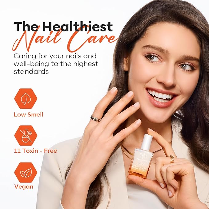 modelones Nail Strengthener and Growth Milky White Nail Polish Nail Repair for Damaged Nails Hardener Ridge Filler for Nail Strengthening Polish Gifts Women 15ml