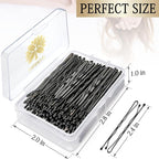 100PCS 2.4Inch Bobby Pins Black,Pain-Free Bobby Pins for All Hair Types,Hair Pins for Women Girls,Hairpins for Buns with Box(Black)