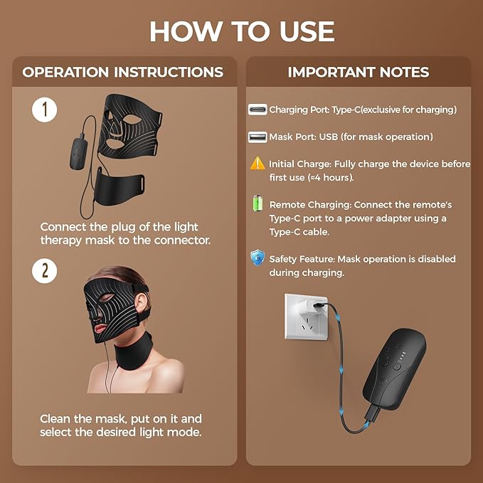 Red Light Therapy for Face,LED Face Mask Light Therapy,USB C Rechargeable,Infrared Light Therapy Mask LED Silicone Mask