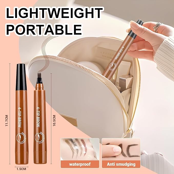 2PC Microblading Eyebrow Pencils for Women, 2026 New 3D Waterproof 4-Tip Magic Eyebrow Pencil With Micro-Fork Tip,Easy to Create a Natural Makeup Look,Suitable For All day use(Light Brown)