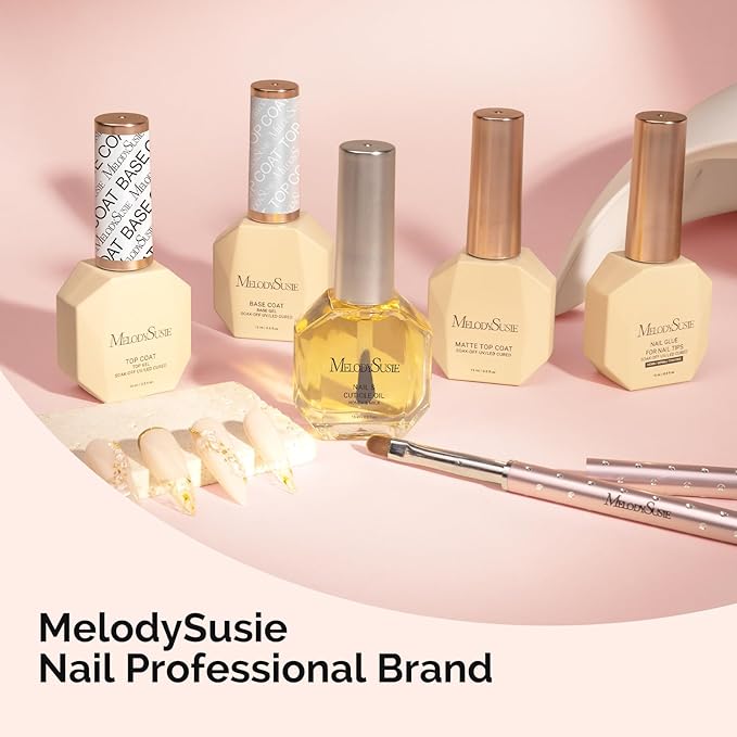 MelodySusie Top Coat No Wipe Glossy Long Lasting Shine Finish Soak Off UV LED Nail Lamp Nail Polish Art Design Manicure Kit Perfect Gifts for Women Girls 1 Pcs 15ml Clear