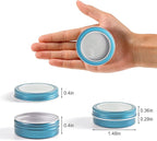 24 Pack 2 Ounce Screw Top Aluminum Tin Jar with Screw Clear Lid and Blank Labels, Refillable 60ml Metal Containers for Lip Balms, Candles, Salves, Spices, Crafts (Lake Blue)