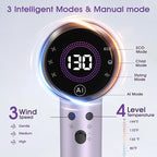 Ionic Hair Dryer with Auto-Adjusting Sensor,AI Hair Dryer with Magnetic Diffuser,100000 RPM High-Speed Hair Blow Dryer for Fast Drying,Compact Blow Dryer with 500M Plasma,Hair Dryers for Women(Purple)