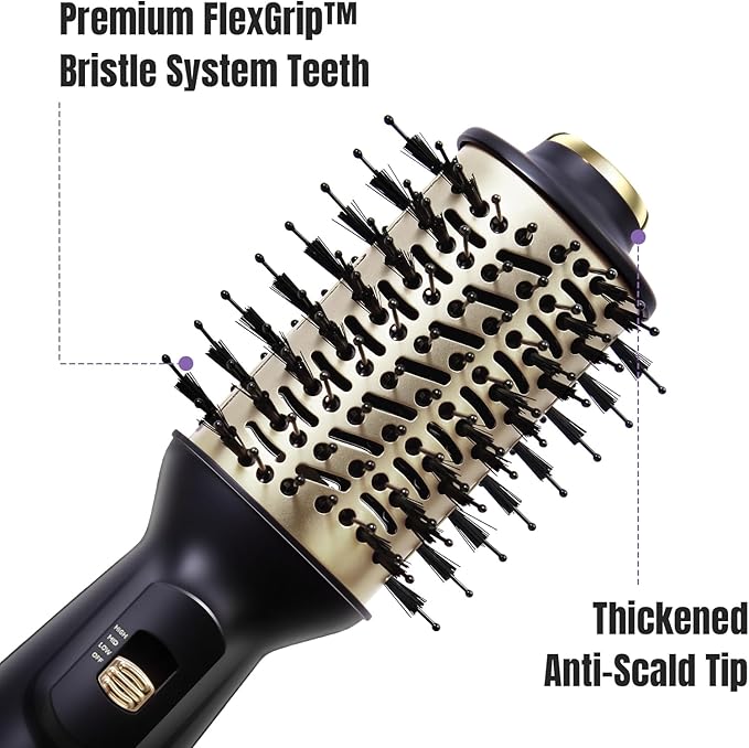 Hair Dryer Brush Blow Dryer Brush 4 in 1, 2 Inch Hot Air Brush for Hair Drying & Styling | Ionic Oval Barrel for Smooth, Frizz-Free Volume Blowout, Dual Voltage Lightweight Travel Hair Dryer Brush