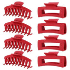 Red Hair Clips for Women - 8 Pack 4.3 Inch Large Hair Claw Clips for Women Thin Thick Curly Hair, Big Matte Banana Clips,Strong Hold jaw clips
