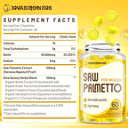 Saw Palmetto for Women - DHT Blocker Hair Growth Supplement - 500mg Potent Saw Palmetto Gummies for Hair, Skin, Nails, Urinary Wellness - Mango-Pineapple Flavor - 60 Gummies