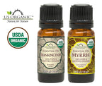 US Organic 100% Pure Myrrh, Frankincense Essential Oil Combo Pack - Directly sourced from The Horn of Africa - USDA Certified Organic - Use Topically or in Diffuser (10 ml Combo)