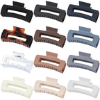 Large Square Jumbo Hair Clips - 4.1 Inch Big Jaw Clips for Thick Hair, 12 Pcs Bulk Accessories for Women and Girls - Neutral