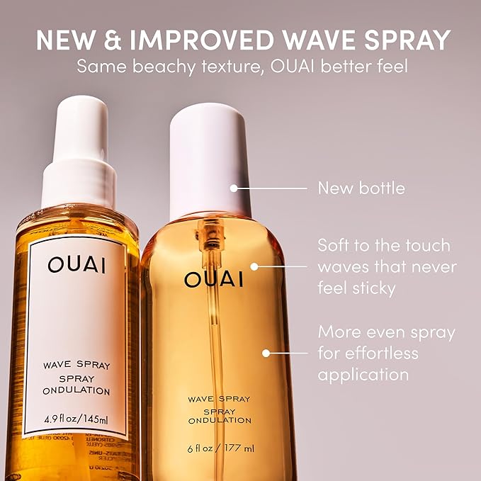 OUAI Travel Size Wave Spray - Texture Spray for Hair with Coconut Oil and Rice Protein - Adds Texture, Volume & Shine for Beach Waves - Paraben Free, Safe for Color & Keratin-Treated Hair (3 fl oz)