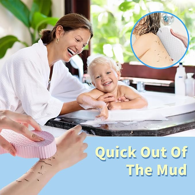 2024 Upgraded Soft Exfoliating Bath Sponges 4 Pcs, Gentle Exfoliating Body Scrub, Quick-Dry, Deep Cleansing, African Net Sponge, for All Skin Types