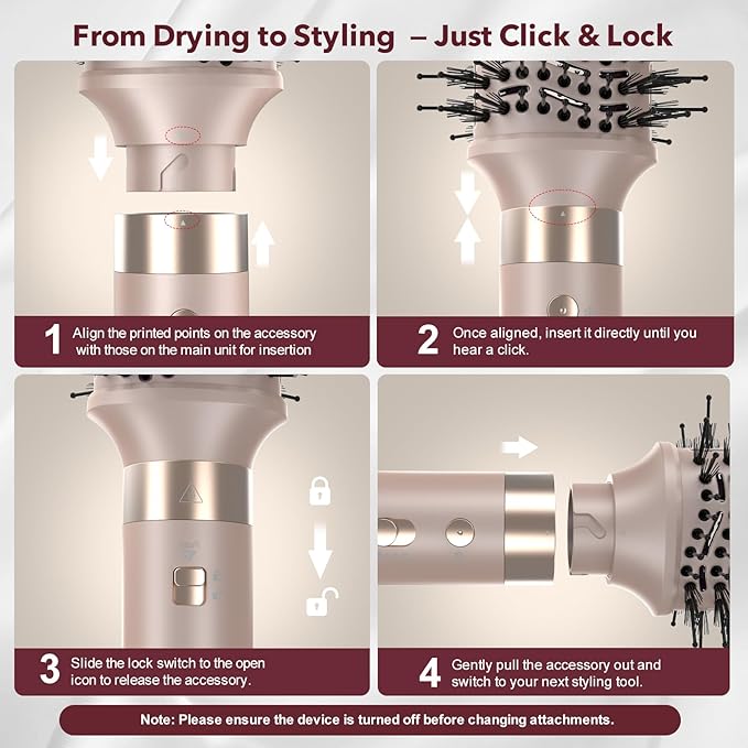 StyleVibe 6-in-1 Air Styler, Hair Dryer & Blow Dryer Brush with Travel Case - Auto Wrap Curls (L/R), Fast Drying, Thermal Round Brush for Smooth Blowouts & Frizz-Free Volume, No Heat Damage