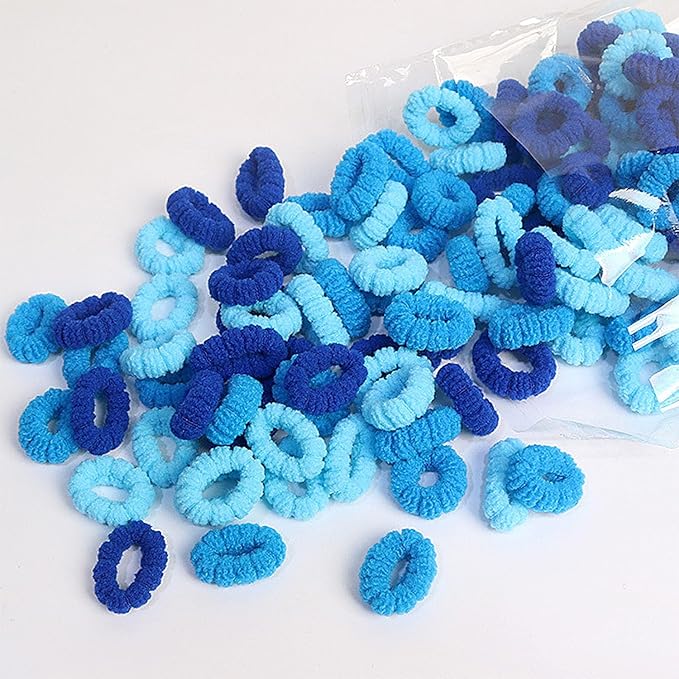500 PCS Multicolor Cotton Hair Ties, Small Seamless Kids Hair Ties – Soft No-Crease Baby Hair Elastics for Girls, Kids & Toddlers, Gentle Ponytail Holders for Thin & Thick Hair. (Blue)