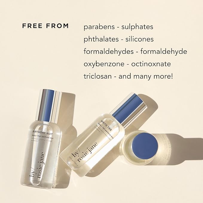 By Rosie Jane Body & Hair Perfume Mist (White Tee) - Clean Hair & Body Mist for Women - With Notes of Cotton Blossom, Lily Water & Soft Rose (115ml)