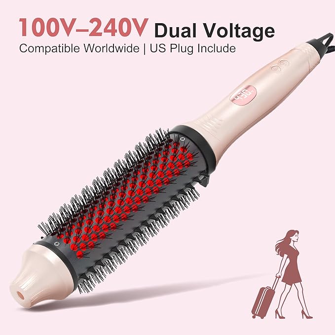 Infrared Thermal Brush, 2026 Upgrated Negative Ion Thermal Round Brush for Women Girls Hair Care, Larger Barrel for Faster Blowout, 6-Temp, Dual Voltage, No Damage, LED Display, 1.7 Inch Salon Styler