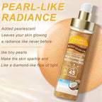 Body Glow Oil, SPF 45 PA+++, Sunscreen Body Oil with AMBER Mica, Moisturizing Coconut with Vitamin E, Glow Moisturizer, Lightweight, Water Resistant, 3.72 fl oz (#3 AMBER)