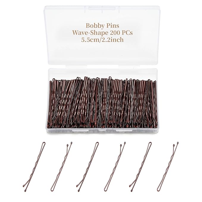 200 Pcs 2.2 Inch Wave-Shaped Bobby Pins Brown Metal Hair Pins Hair Accessories for Women Stylists Hair Sticks Girl