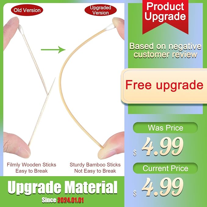 200 PCS Long Wooden Cotton Swabs, Cleaning Cotton Sticks with Wood Handle for Oil Makeup Gun Applicators, Eye Ears Eyeshadow Brush and Remover Tool, Cutips Buds for Baby and Home Accessories