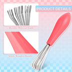 Boao 2 Pieces Hair Brush Cleaning Tool Comb Set Mini Hair Brush Dirt Remover with Metal Wire Rake for Removing Hair Dust Home and Salon Use(Pink and Green)