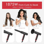 TOME Hair Dryer with Diffuser 1875W High Speed Blow Dryer Ionic 110000 RPM Cool Shot Lock 1 inch Air Curling Wands Nozzle Light Weight Red