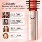 Youbella Cordless Hair Curling Iron Brush, Portable Travel Hair Curler, Mini 1.5″ Heated Round Brush, 3-in-1 USB Rechargeable Straightening Wand for Styling & Smoothing, 200 Million Ionic Care, Pink