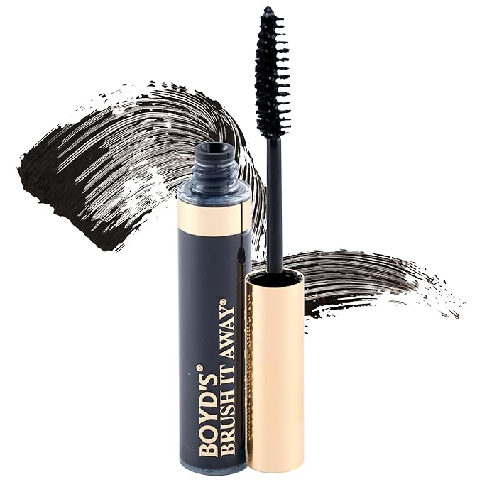 Boyd’s Brush It Away | Grey Hair Root Touch Up for Women & Men | Temporary Hair Color Mascara | Quick-Dry Water-Resistant Concealing Formula | Black