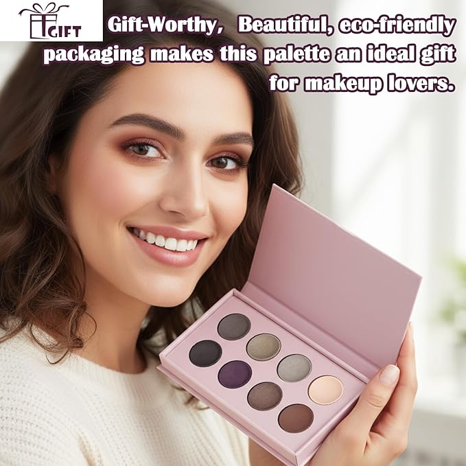 UCANBE 8 Color Nude Smokey Baked Matte Eyeshadow Palette - Highly Pigmented, Smooth & Blendable Formula with Neutral & Earthy Tones for Everyday & Dramatic Eye Makeup Pallet (01 Matte)