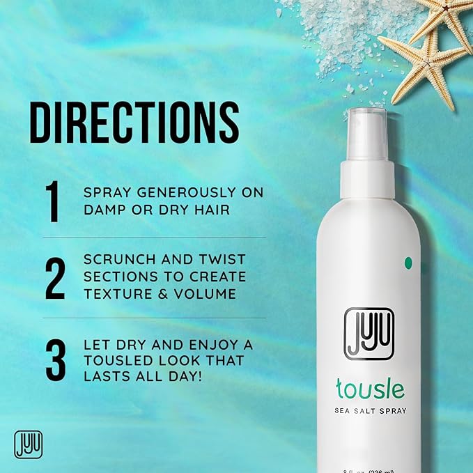 Tousle Sea Salt Spray Men & Women 8 Fl Oz Founded in California (New Clean Formula) - Natural Sea Salt Spray Hair, Hair Texturizer for Women, Fragrance-Free Texture Sprays, Surfer Texturizer for Men